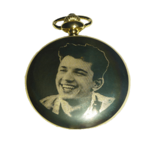 Gold coloured Pocket Watch with engraved photo