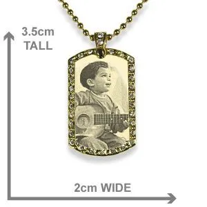 Gold Plate Small Portrait Diamante Photo Pendant