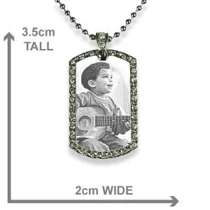 Rhodium Plate Small Portrait Diamante Photo Pendant