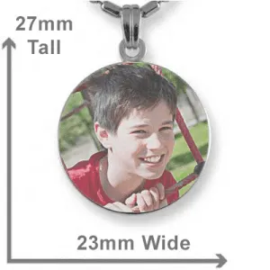 Rhodium Plate Small Round Colour Photo Pendant