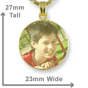 Gold Plate Small Round Colour Photo Pendant