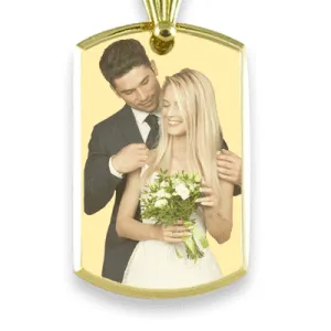 Gold Plate Large Bevelled Portrait Colour Photo Pendant