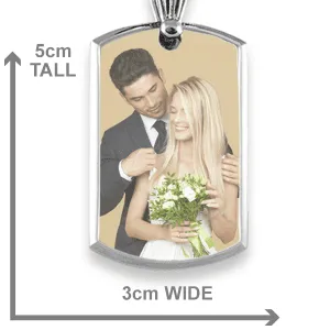 Rhodium Plate Large Bevelled Portrait Colour Photo Pendant Dimensions