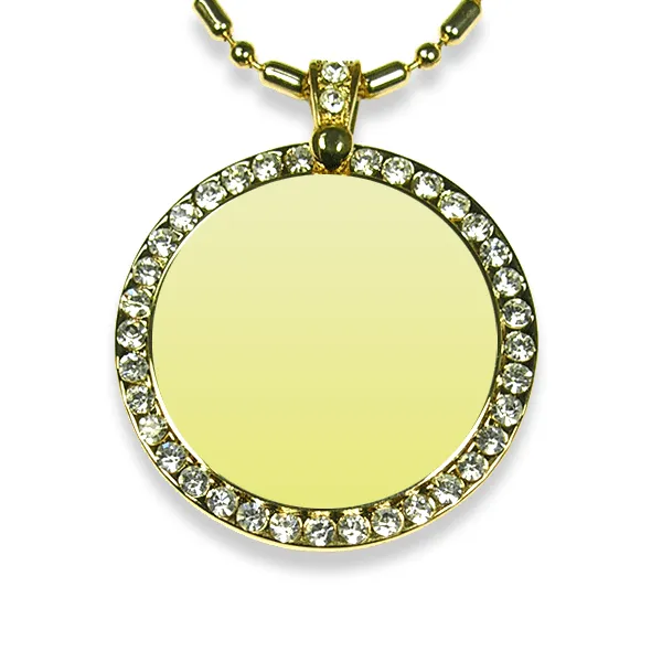 Cat Photo Jewellery - Gold Plate Large Round Diamante Photo Pendant - Image 3