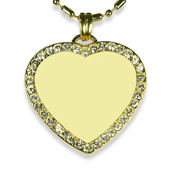 Dog Photo Keepsake - Gold Plate Medium Heart Diamante Pendant - Image 3