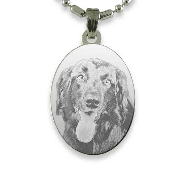 Rhodium Plate Portrait Oval Dog Keepsake