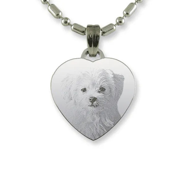 Rhodium Plate Small Heart Dog Keepsake