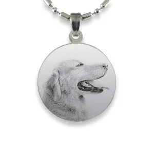 Rhodium Plate Medium Round Dog Keepsake