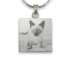 Rhodium Plate Square Cat Keepsake