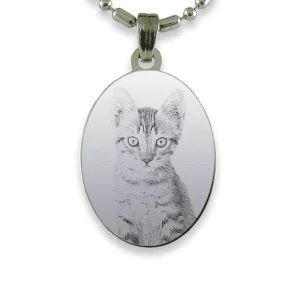 Rhodium Plate Portrait Oval Cat Keepsake