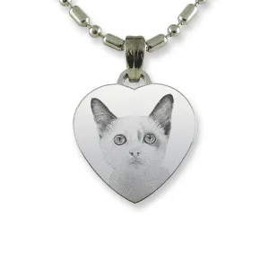 Rhodium Plate Small Heart Cat Keepsake | Photo Pendant UK