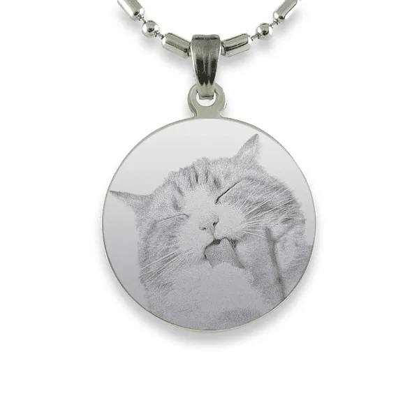 Rhodium Plate Round Cat Keepsake | Photo Pendant UK