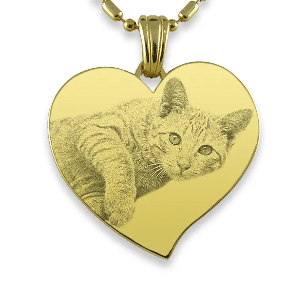 Gold Plate Large Curved Heart | Photo Pendant UK