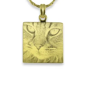 Gold Plated Square Cat Keepsake | Photo Pendant UK