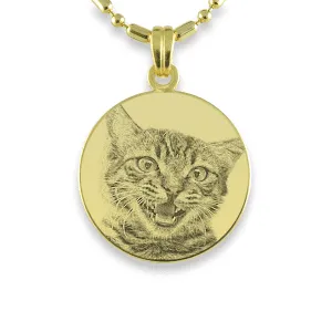 Gold Plate Round Photo Pendant Cat Keepsake