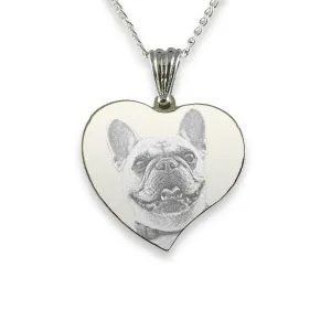 Rhodium Plate Medium Curved Heart Dog Keepsake