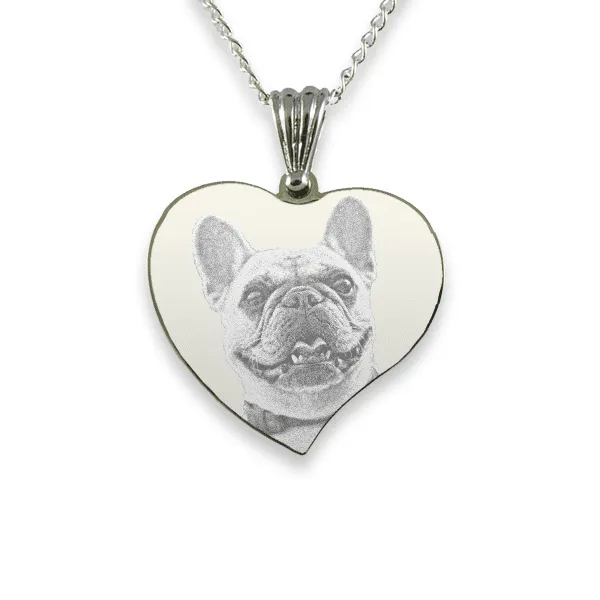 Rhodium Plate Medium Curved Heart Dog Keepsake