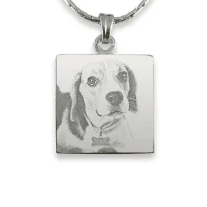 Rhodium Plate Square Dog Keepsake