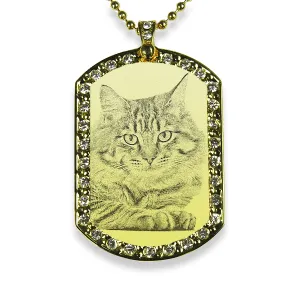 Gold Plate Wide Portrait Diamante Pet Keepsake