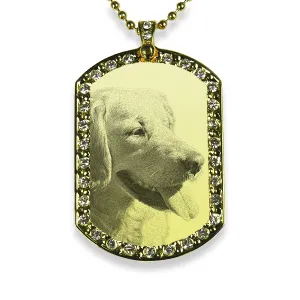 Gold Plate Wide Portrait Diamante Pet Keepsake