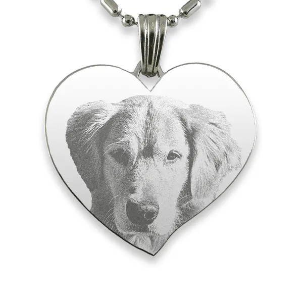 Titanium Plate Large Curved Heart Dog Keepsake