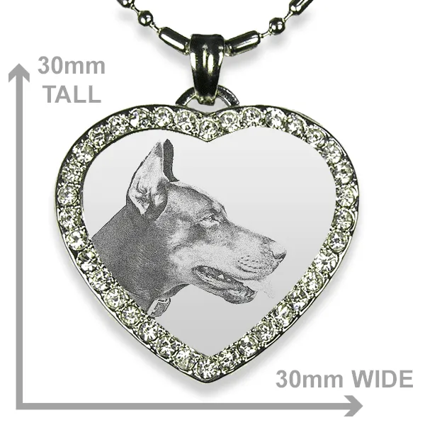 Dog Photo Keepsake - Medium Heart Diamante - Image 2