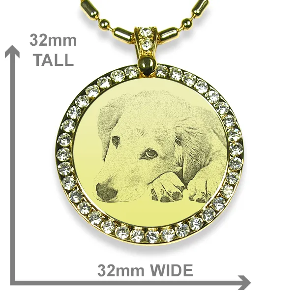 Dog Photo Keepsake - Gold Plate Large Round Diamante - Image 2