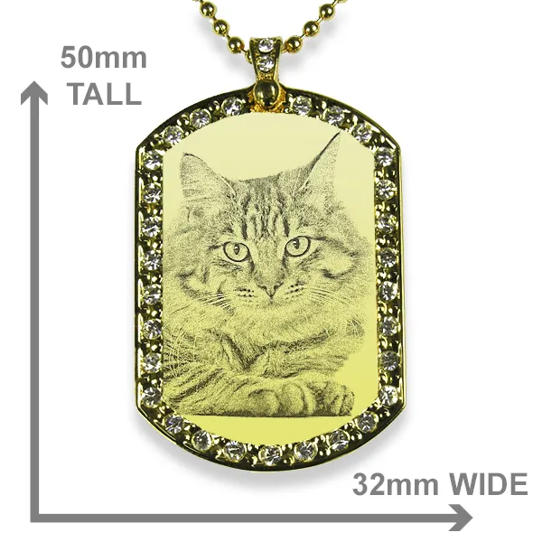 Cat Photo Jewellery Keepsake - Gold Plate Wide Diamante Portrait - Image 2