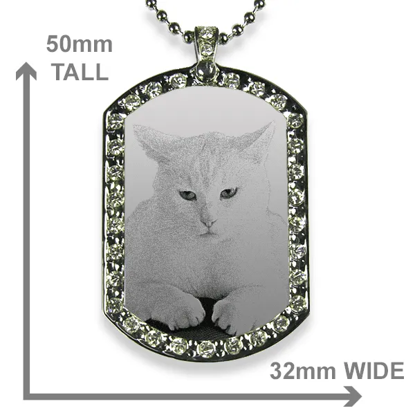 Wide Portrait Diamante Pendant - Cat Photo Jewellery Keepsake - Image 2