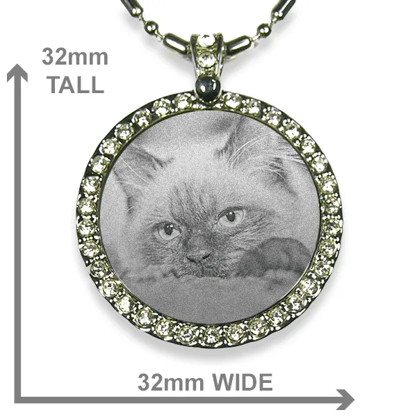 Cat Keepsake - Large Round Diamante - Jewellery Photo Pendant - Image 2