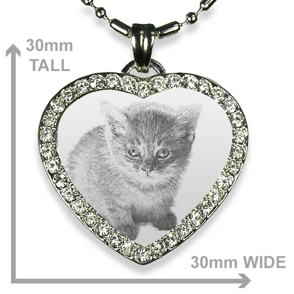 Medium Heart Diamante Cat Keepsake - Image 2