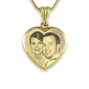 Gold Plate Deluxe Bevelled Medium Heart Photo Pendant