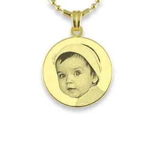 Small Round Gold Plated Photo Pendant