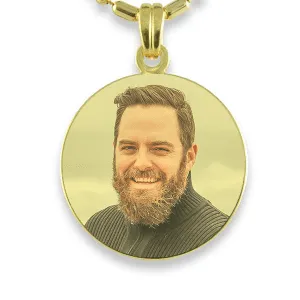 Gold Plate Medium Round Colour Photo Pendant