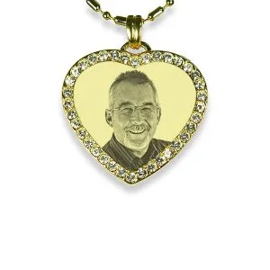 Gold Plated 925 Silver Small Diamante Heart Photo Pendant