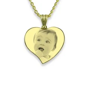 Gold Plate 925 Silver Small Curved Heart Photo Pendant