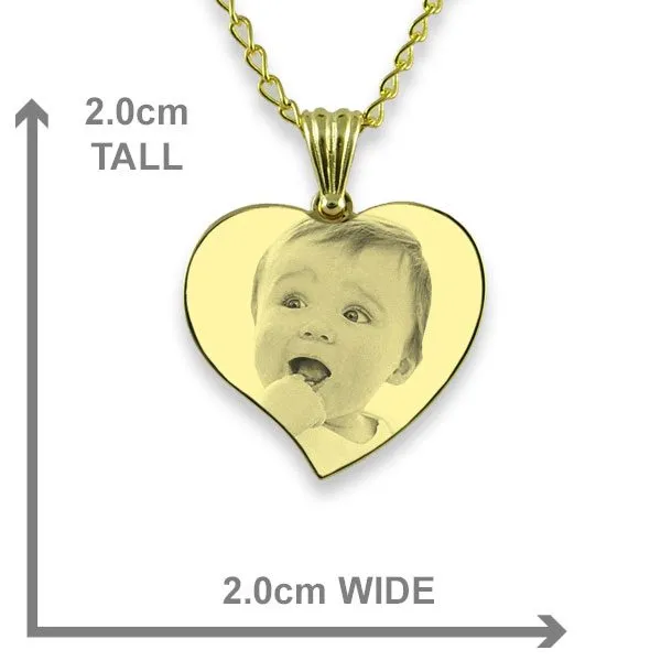 Gold Plate 925 Silver Small Curved Heart Photo Pendant - Dimensions