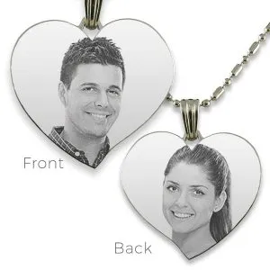 Double Sided Large Curved Heart Photo Pendant