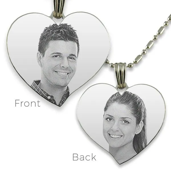 Double Sided Large Curved Heart Photo Pendant