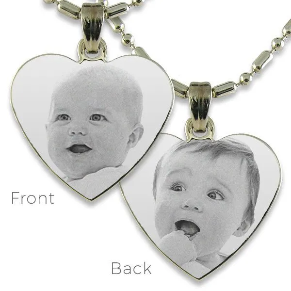 Double Sided Medium Curved Heart Photo Pendant