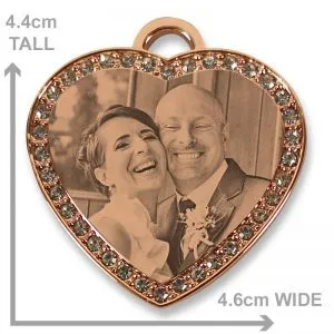 Rose Gold Diamante Heart Photo Pendant - Bride and Groom