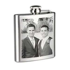 Best Man Photo Engraved Flask