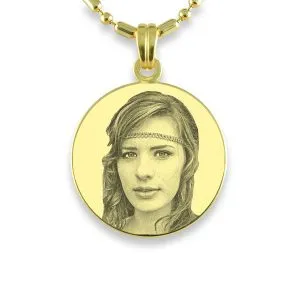 Round Brides Maid Gold Round Photo Pendant