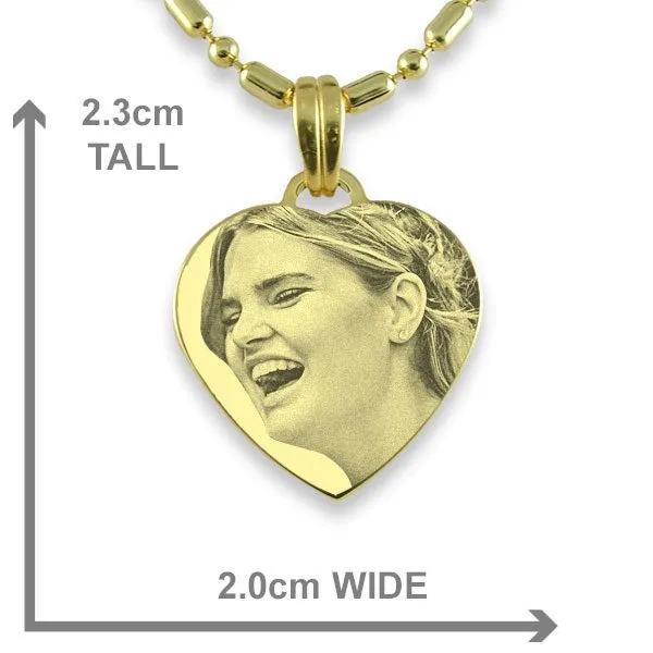 Brides Maid Small Gold Heart Photo Pendant Dimensions