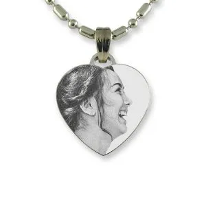 Brides Maids Small Rhodium Heart Photo Pendant