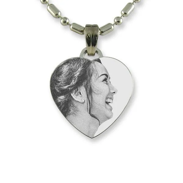 Brides Maids Small Rhodium Heart Photo Pendant