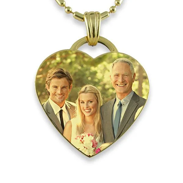 Gold Plate Large Heart – Colour Photo Wedding Keepsake