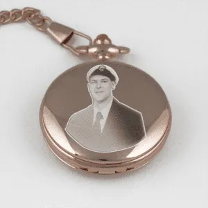 Rose Gold Photo Engraved Pocket Watch Engraving