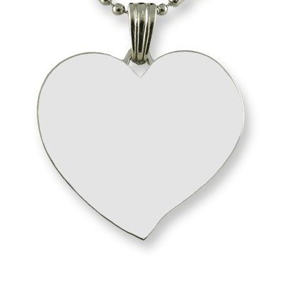 Blank Face Rhodium Plated Medium Curved Heart Colour Printed Photo Pendant