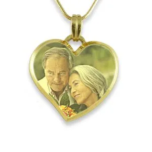 Curved Bevelled Medium Heart Colour Photo Pendant 